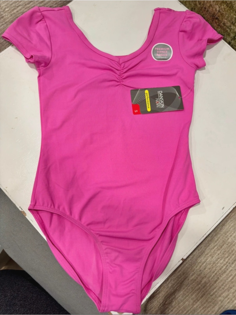 Danskin Hot Pink Short Sleeve Dance Leotard